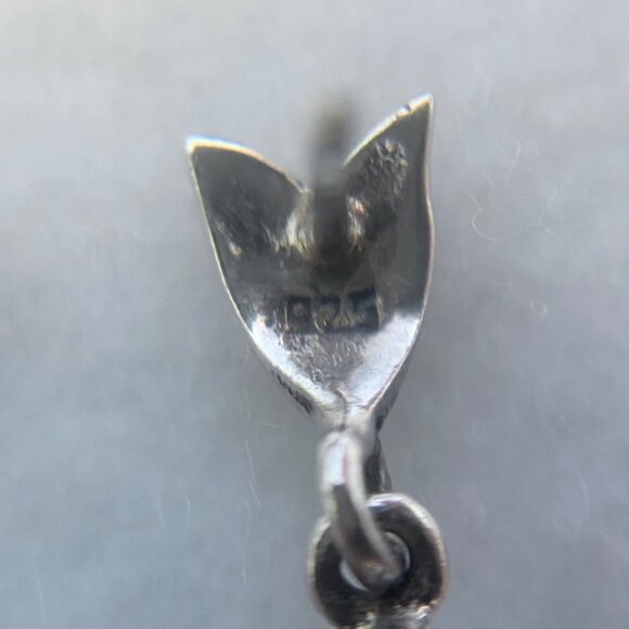 Sterling Silver 925 Cubic Zirconia & Marcasite Flower Dangle Stud Earrings - Picture 9 of 16